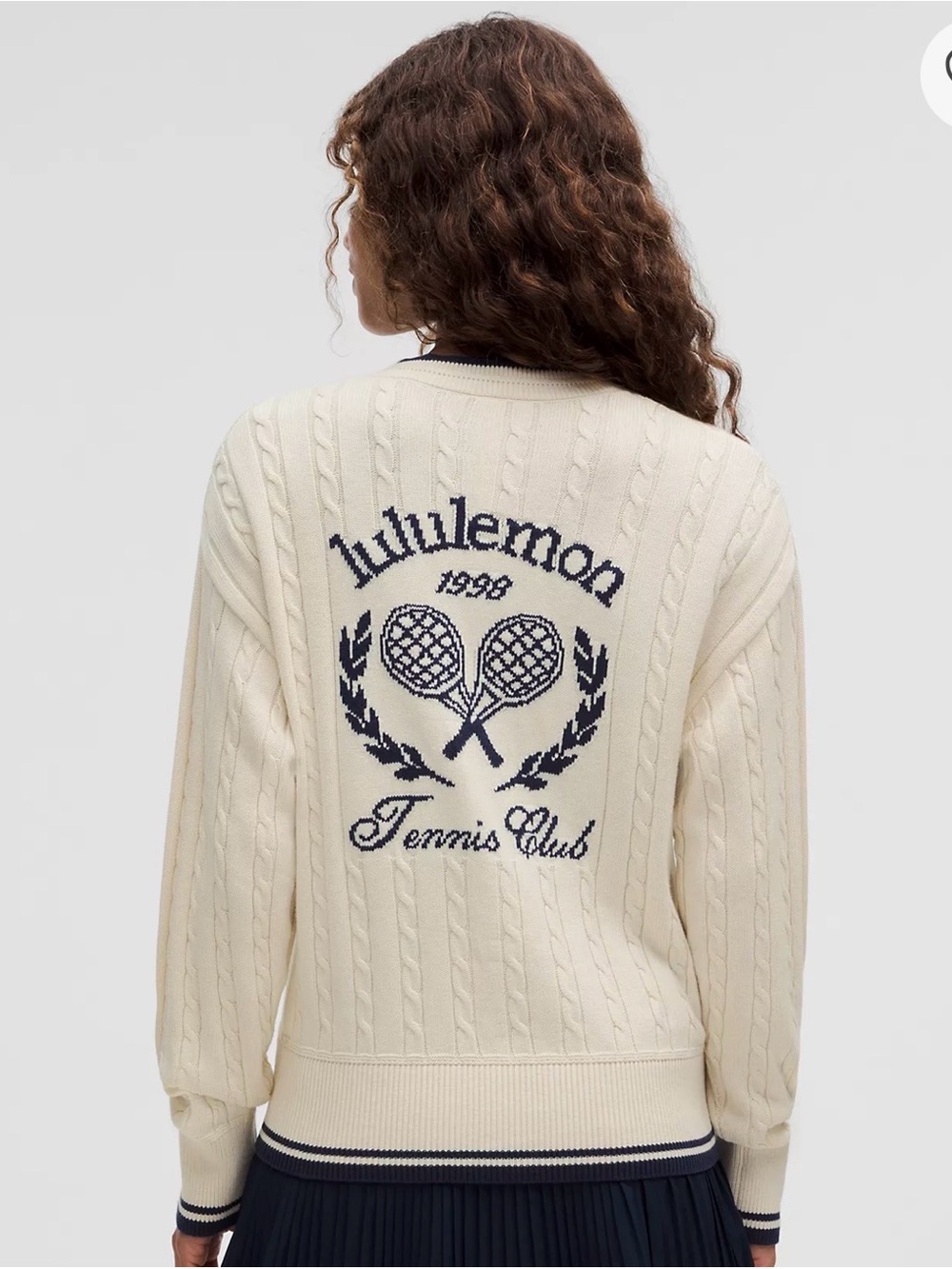 lululemon athletica Cream & Navy Tennis Club Cable-Knit Jacket